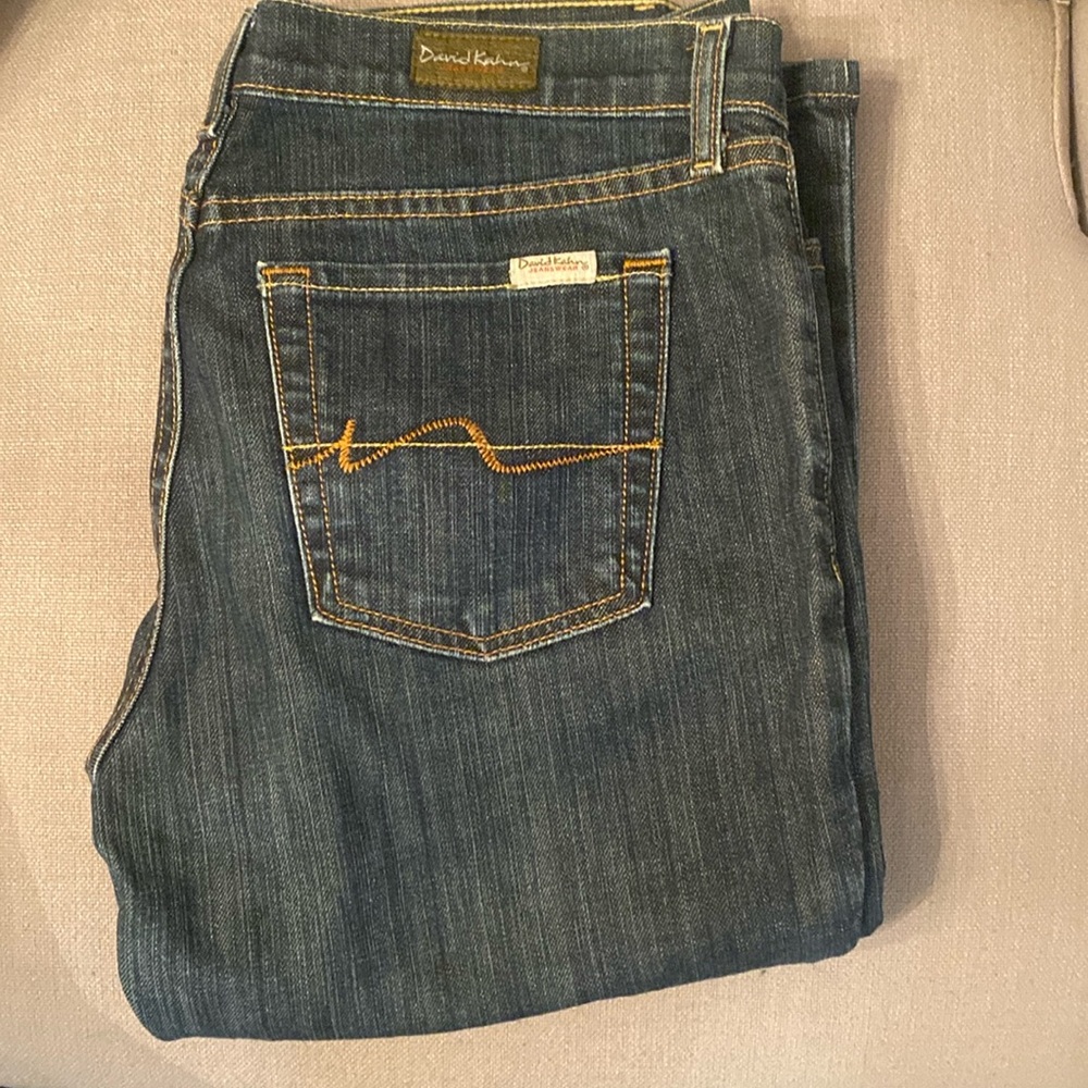 David Kahn Lauren straight leg jeans, darker denim, gently worn, size 6